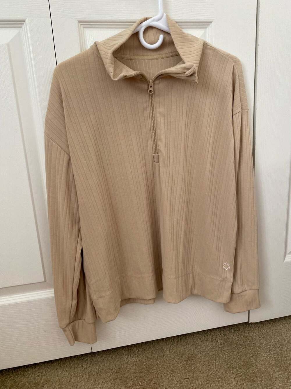 Pro Player Tan Ribbed Quarter-Zip Long Sleeve Pullover - Picture 13 of 15